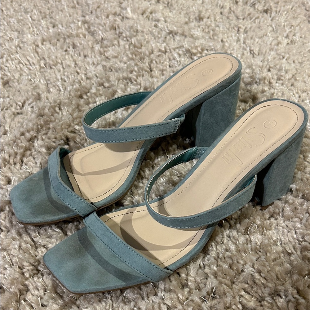 Stylish Mint Green Block Heel Sandals